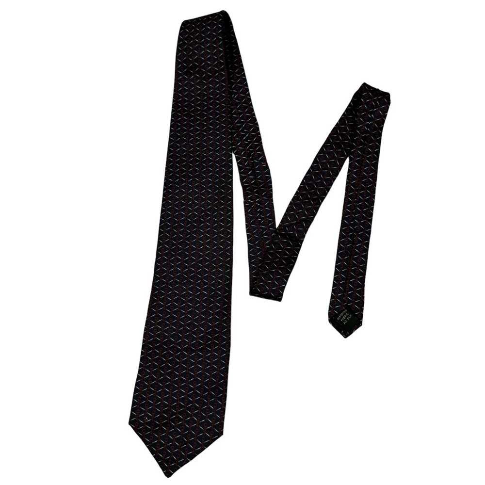 BERT PULITZER Vintage Navy Blue Printed Silk Tie